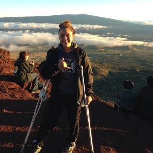 Justine Olotoa made it near the summit on crutches (Courtesy UH soccer team)
