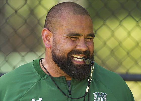 Defensive line coach Lewis Powell is excited to see what his unit can do this season. (Dennis Oda / doda@staradvertiser.com)