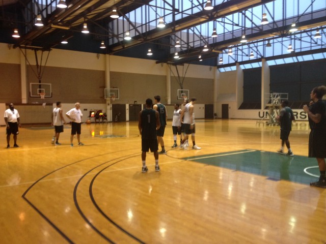 The UH basketball team practiced in humid Gym 2 on Wednesday.