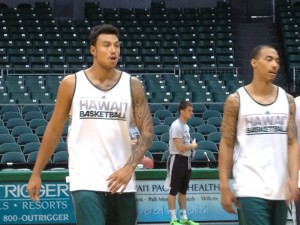 Brandon Jawato (left) and Quincy Smith at Wednesday's practice.