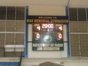 War Memorial Gym scoreboard
