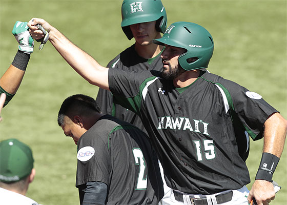 Hot-hitting third baseman Alex Sawelson leads Hawaii into its series against Hofstra. Photo by Krystle Marcellus/Star-Advertiser.