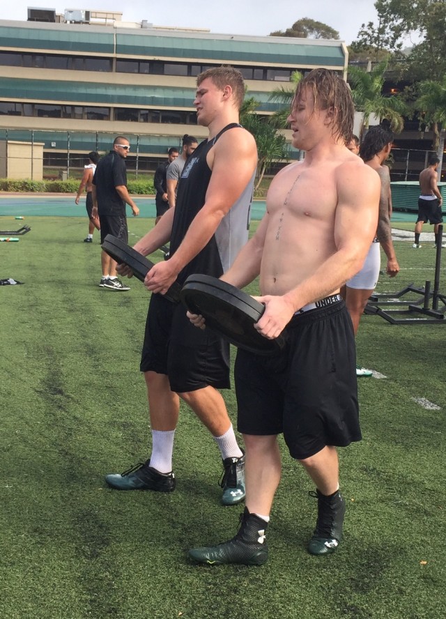 Offensive tackle Matt Norman and defensive end Luke Shawley