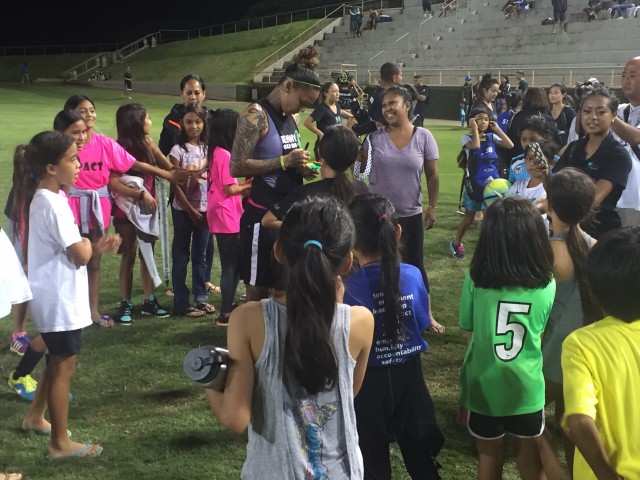 Natasha Kai was a popular target for autographs after the 2015 UH alumnae game on Sunday.