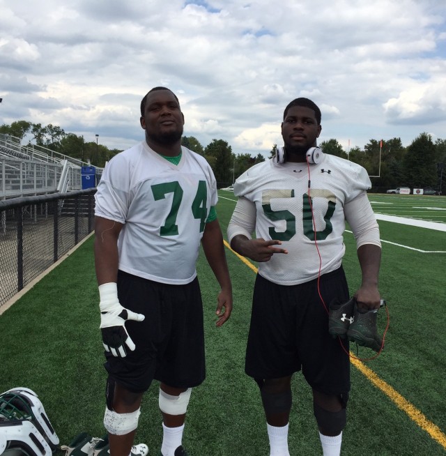 Right tackle R.J. Hollis and right guard Dejon Allen