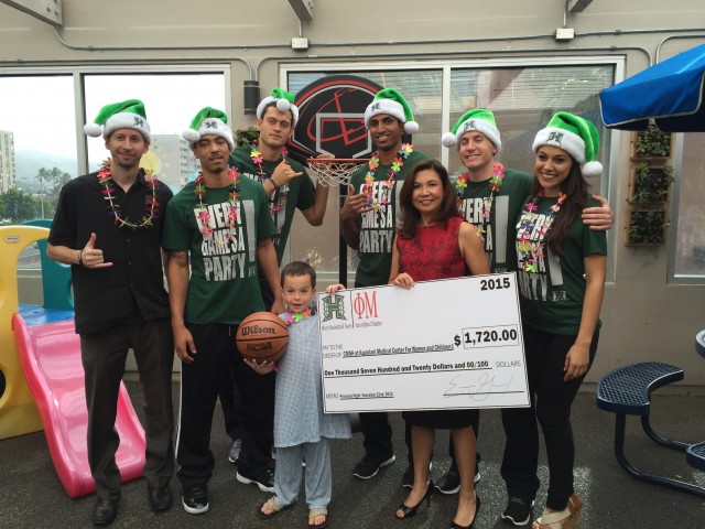 Some of the Hawaii basketball team visited the Kapiolani Children's Hospital on Friday.