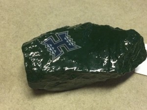 Here's a close-up of "Pride Rock" left at the UH athletic department office by anonymous fans