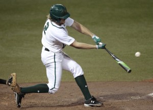 Alex Fitchett connected for an RBI triple in the eighth inning of a win over Cal Poly on Friday. Photo by Jamm Aquino/Star-Advertiser.