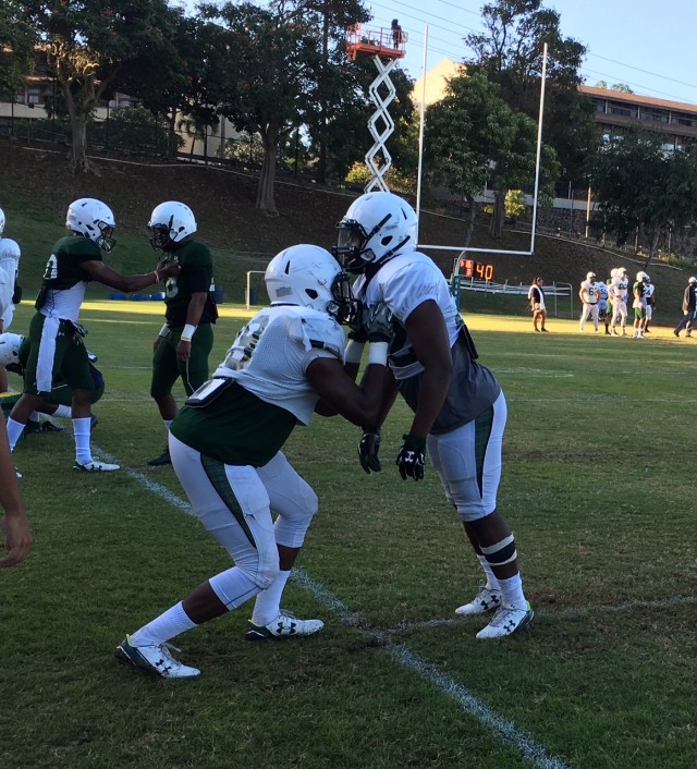 Running backs Paul Harris and Diocemy Saint Juste