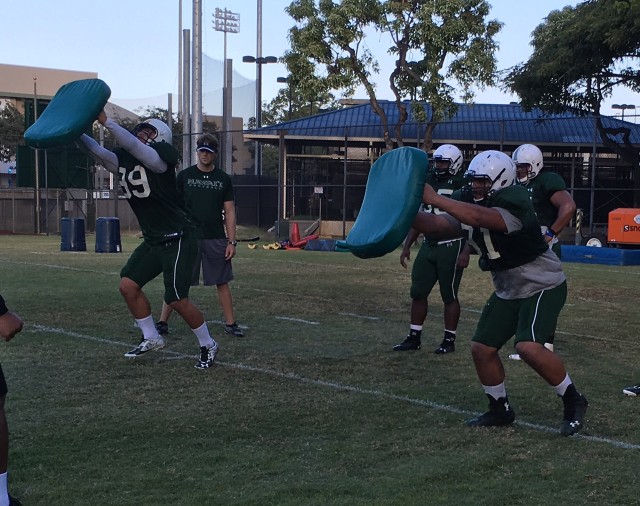 Defensive tackles Zeno Choi (it's  his birthday today) and Samiuela Akoteu