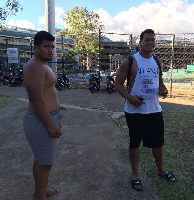 Defensive tackle Alesana Sunia and Vince Moala 