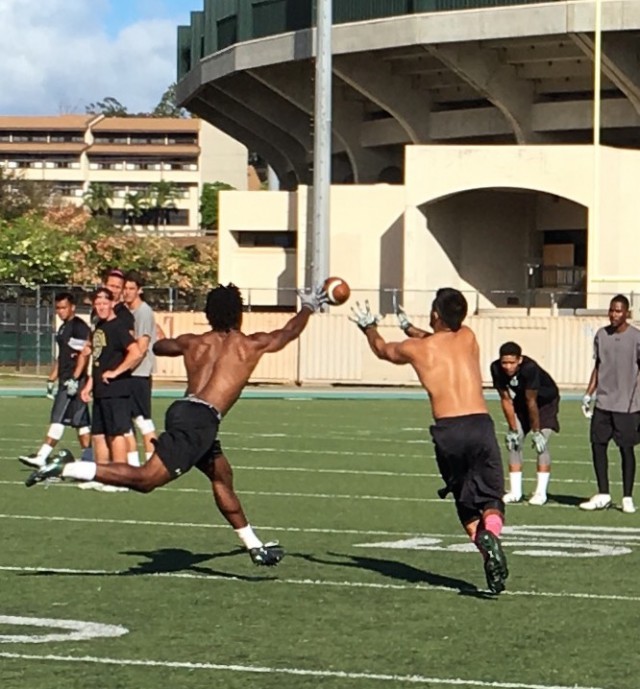 Safety Daniel Lewis with the pass breakup