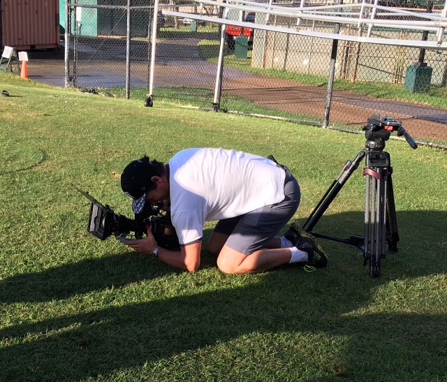 Ben Hanson is shooting video for Australia's Wide World of Sports. 