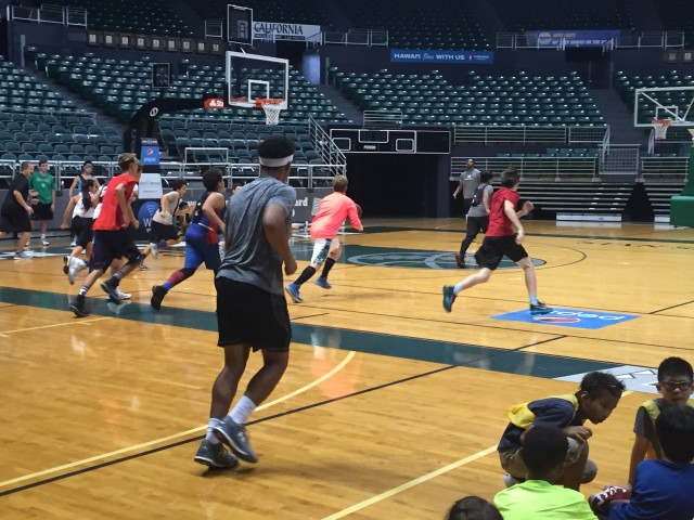 Drew Buggs helped officiate during the final Rainbow Warrior Basketball Camp of the summer.