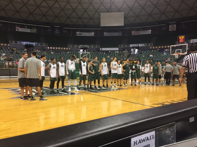 The Rainbow Warriors lined up for introductions.