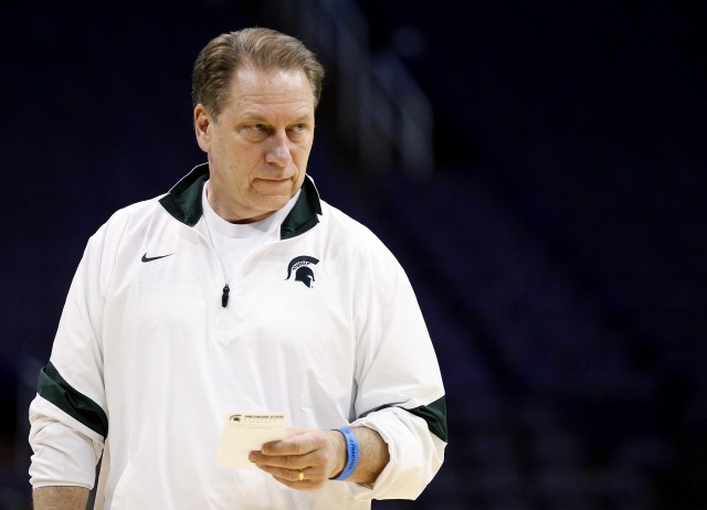Tom Izzo, shown here in 2012, is 18-3 in season openers at Michigan State with one of the losses coming against Hawaii in 2005. The Spartans face Arizona in the Armed Forces Classic on Friday at the Stan Sheriff Center. Associated Press photo.