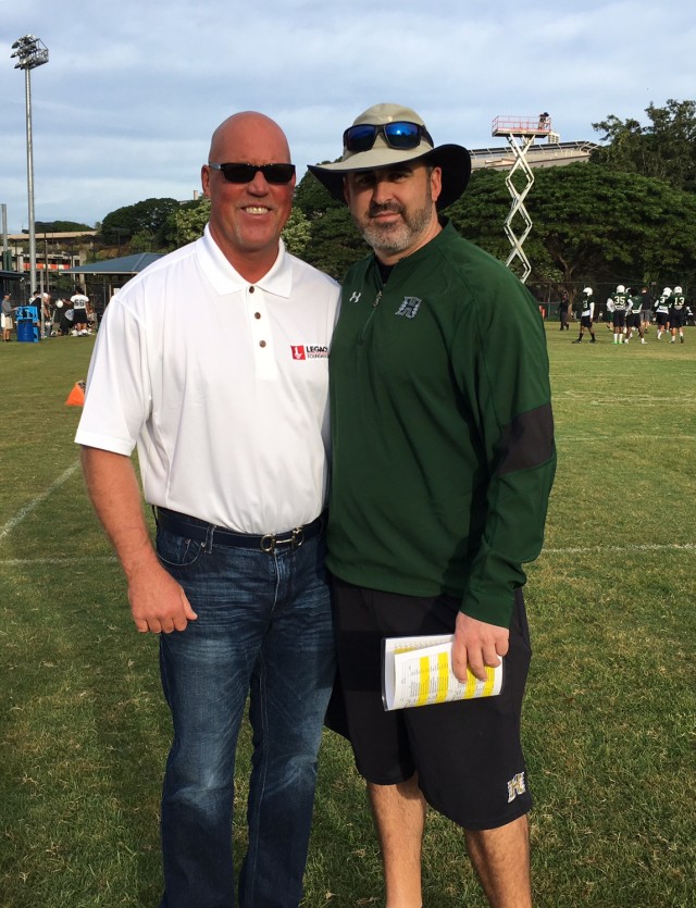 Former UH assistant coach Alex Gerke and head coach Nick Rolovich 