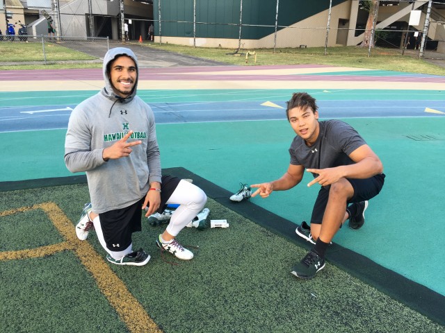 Slotback John Ursua and punter/holder Stan Gaudion