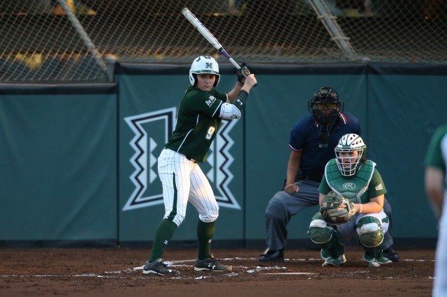 Rainbow Wahine freshman Callee Heen  is hitting .333 and leads UH with 10 RBIs this season. Photo courtesy UH Media Relations.