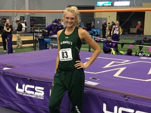 UH freshman Lily Lowe placed second in the high jump at the MPSF championships in February. Courtesy UH Media Relations.