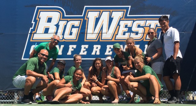 The Rainbow Wahine tennis team capped an 8-0 run through the Big West regular season with a sweep at Cal State Fullerton on Sunday. Photo courtesy UH Media Relations.